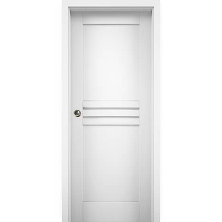 Vdomdoors Double Pocket Interior Door, 84" x 96", White MELA7444PD-WS-2484